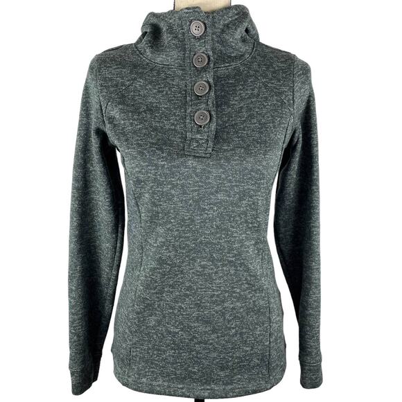 Columbia Button Fleece Sweater Henley Hoodie Pullover Long Sleeve Gray Womens XS - Picture 13 of 13
